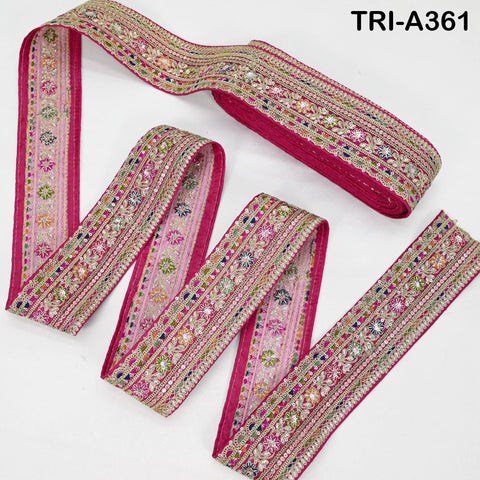 Embroidered Sari Border Trim: 2.6-inch Multi-Color Indian Fabric Lace for Crafts (9 Yard)