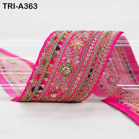 Embroidered Sari Border Trim, Zari Sequin Lace, Boho Wedding Fabric (9 Yard)