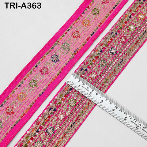 Embroidered Sari Border Trim, Zari Sequin Lace, Boho Wedding Fabric (9 Yard)