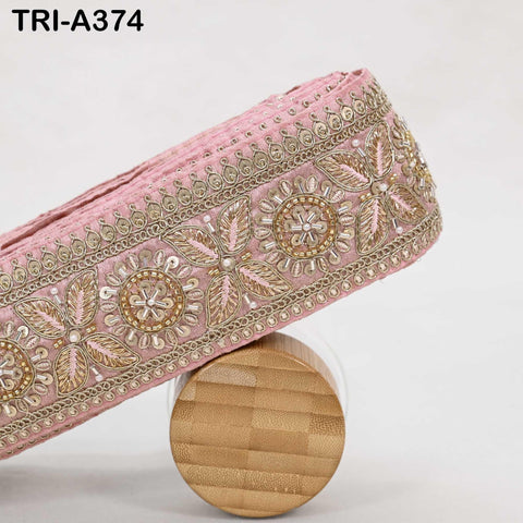 Pink Indian Beaded Trim Ribbon – Sari Border, DIY Craft, Lampshade, Handbag Embellishment 9 yard