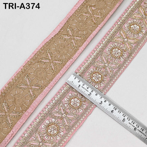 Pink Indian Beaded Trim Ribbon – Sari Border, DIY Craft, Lampshade, Handbag Embellishment 9 yard