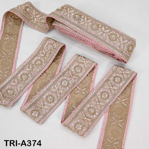 Pink Indian Beaded Trim Ribbon – Sari Border, DIY Craft, Lampshade, Handbag Embellishment 9 yard