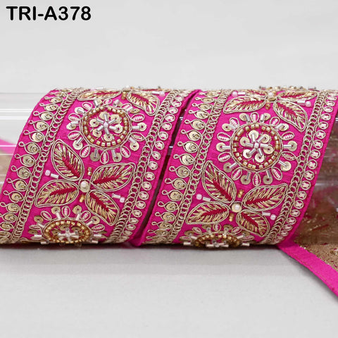 9 Yard Hot Pink Indian Beaded Trim Ribbon – Sari Border, Dupatta, DIY Craft, Costumes, Handbag Embellishment
