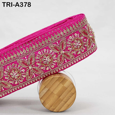 9 Yard Hot Pink Indian Beaded Trim Ribbon – Sari Border, Dupatta, DIY Craft, Costumes, Handbag Embellishment