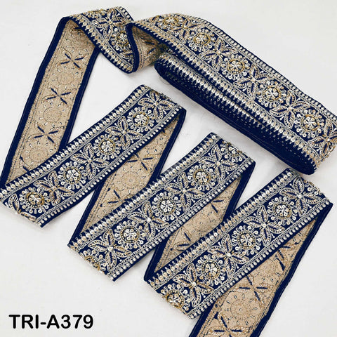9-yard Navy Blue Indian Beaded Trim Ribbon – Sari Border, Dupatta, Craft, Costumes, Handbag Embellishment