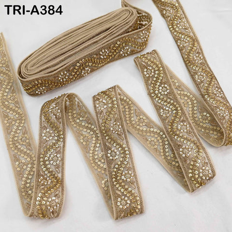 Gold Indian Beaded Trim Ribbon: Sari Border, Craft, Victorian handbags, Wedding Dresses Embellishment 9 yard