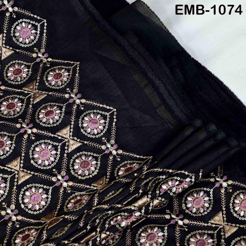 Indian Embroidered Fabric by the yard Sewing DIY Crafting Embroidery Wedding Dress Costumes Dolls Bags Cushion Covers Table Runners Blouses