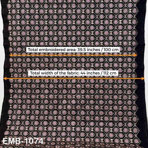 Indian Embroidered Fabric by the yard Sewing DIY Crafting Embroidery Wedding Dress Costumes Dolls Bags Cushion Covers Table Runners Blouses