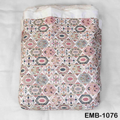 Off White Embroidery Fabric by the yard Sewing DIY Crafting Embroidered Textiles Costumes Regency Reticules Victorian Handbags Junk Journals