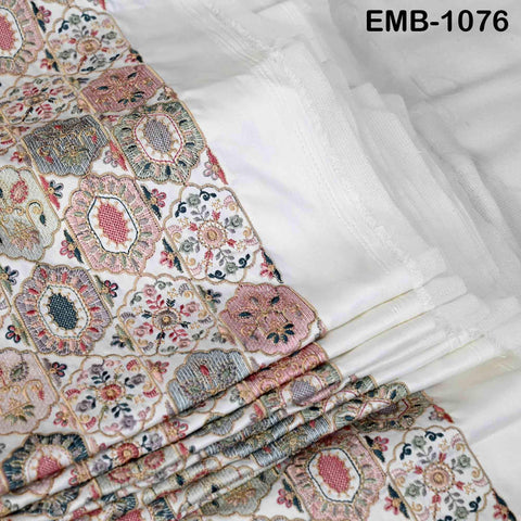 Off White Embroidery Fabric by the yard Sewing DIY Crafting Embroidered Textiles Costumes Regency Reticules Victorian Handbags Junk Journals
