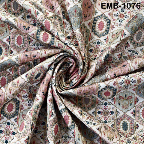 Off White Embroidery Fabric by the yard Sewing DIY Crafting Embroidered Textiles Costumes Regency Reticules Victorian Handbags Junk Journals