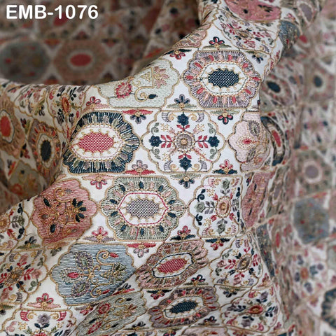 Off White Embroidery Fabric by the yard Sewing DIY Crafting Embroidered Textiles Costumes Regency Reticules Victorian Handbags Junk Journals