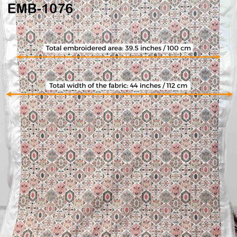 Off White Embroidery Fabric by the yard Sewing DIY Crafting Embroidered Textiles Costumes Regency Reticules Victorian Handbags Junk Journals
