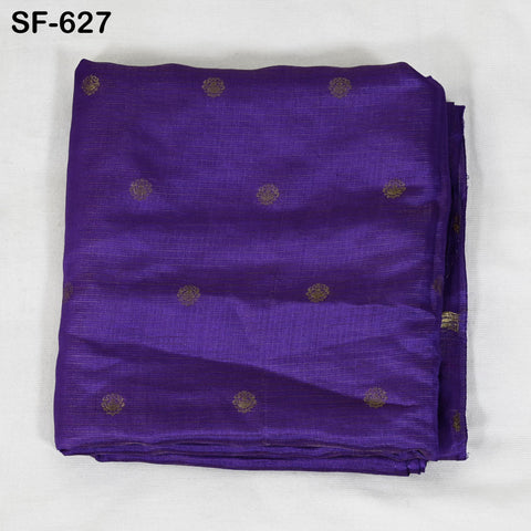 Pure Mysore Silk Fabric by Yard, Purple Gold Zari Buttie Indian Wedding Dress Material