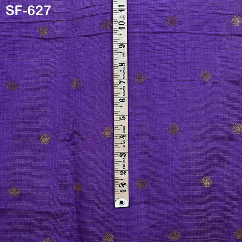 Pure Mysore Silk Fabric by Yard, Purple Gold Zari Buttie Indian Wedding Dress Material