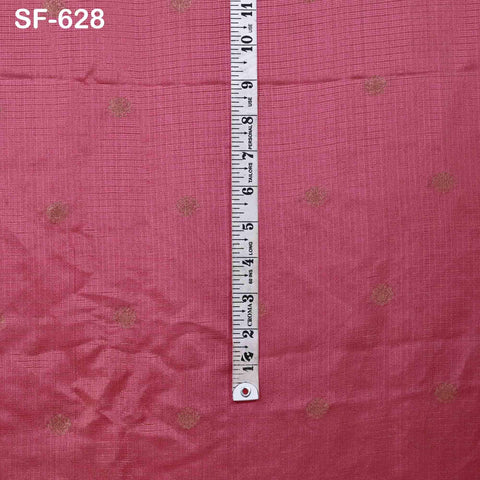 Pure Mysore Silk Fabric by Yard, Rose Pink Gold Zari Buttie Indian Wedding Dress Material