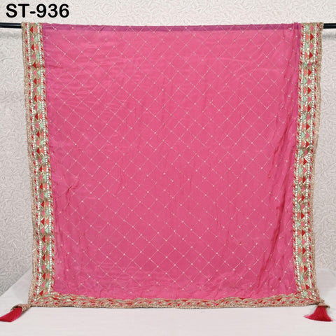 Coral Red Indian Wedding Dupatta Gota Kiran Embroidered Chiffon Long Dupatta Chuni Bridal Veil Lehenga Stole Punjabi Chunni Head Scarf Women