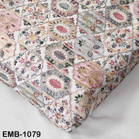 Off White Embroidery Fabric by the yard Sewing DIY Crafting Embroidered Textiles Costumes Regency Reticules Victorian Handbags Junk Journals