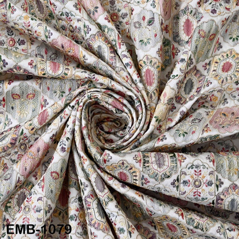 Off White Embroidery Fabric by the yard Sewing DIY Crafting Embroidered Textiles Costumes Regency Reticules Victorian Handbags Junk Journals