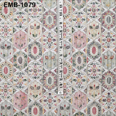 Off White Embroidery Fabric by the yard Sewing DIY Crafting Embroidered Textiles Costumes Regency Reticules Victorian Handbags Junk Journals
