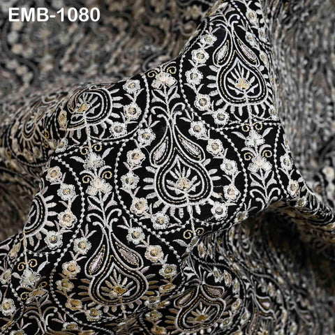 Embroidered Fabric by the Yard: Sewing, DIY Crafting Indian Embroidery Wedding Dresses, Costumes, Dolls, Bags, Cushion Covers