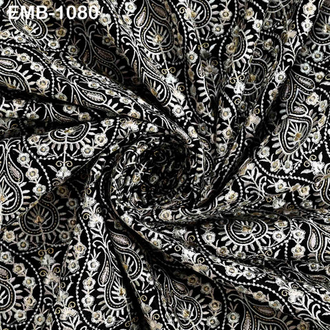 Embroidered Fabric by the Yard: Sewing, DIY Crafting Indian Embroidery Wedding Dresses, Costumes, Dolls, Bags, Cushion Covers