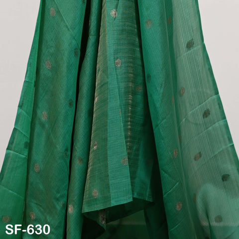Pure Mysore Silk Fabric by Yard, Green Gold Zari Buttie Indian Wedding Dress Material
