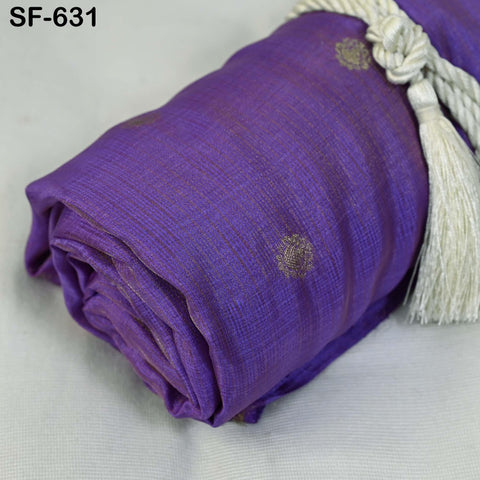 Pure Mysore Silk Fabric by Yard, Light Purple Gold Zari Buttie Indian Wedding Dress Material