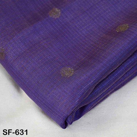 Pure Mysore Silk Fabric by Yard, Light Purple Gold Zari Buttie Indian Wedding Dress Material