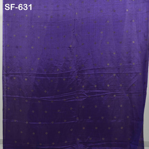 Pure Mysore Silk Fabric by Yard, Light Purple Gold Zari Buttie Indian Wedding Dress Material