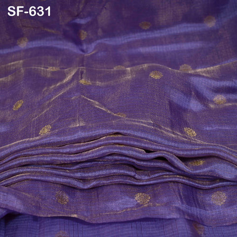 Pure Mysore Silk Fabric by Yard, Light Purple Gold Zari Buttie Indian Wedding Dress Material