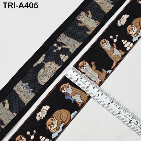 Embroidered Otter Ribbon Trim, Indian Sari Border for Crafts Décor (9 Yards)