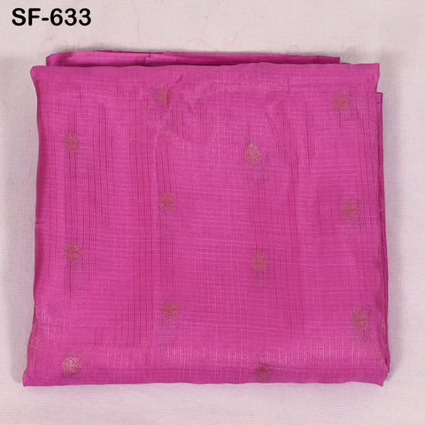 Pure Mysore Silk Fabric by Yard, Fuchsia Gold Zari Buttie Indian Wedding Dress Material