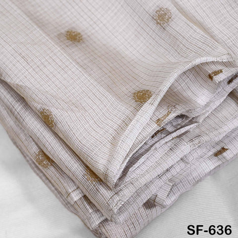 Pure Mysore Silk Fabric by Yard, Ivory Gold Zari Buttie Indian Wedding Dress Material, Dyeable
