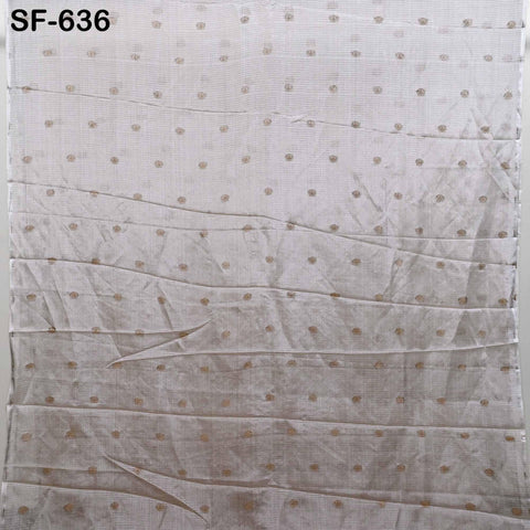 Pure Mysore Silk Fabric by Yard, Ivory Gold Zari Buttie Indian Wedding Dress Material, Dyeable