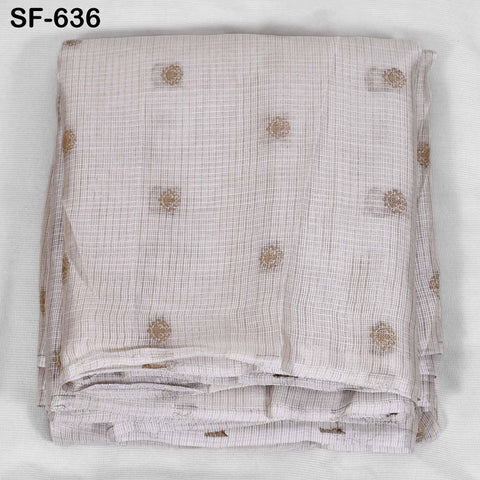 Pure Mysore Silk Fabric by Yard, Ivory Gold Zari Buttie Indian Wedding Dress Material, Dyeable