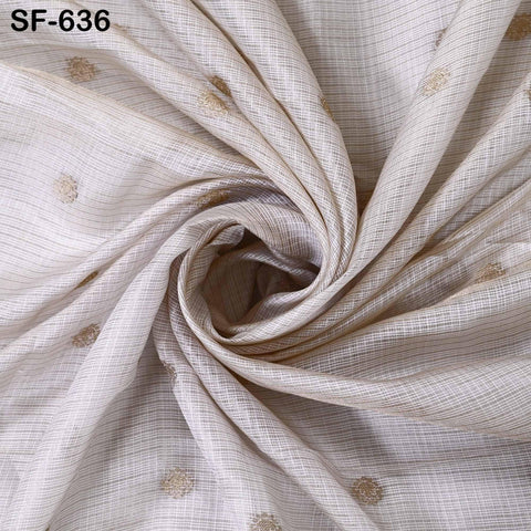 Pure Mysore Silk Fabric by Yard, Ivory Gold Zari Buttie Indian Wedding Dress Material, Dyeable