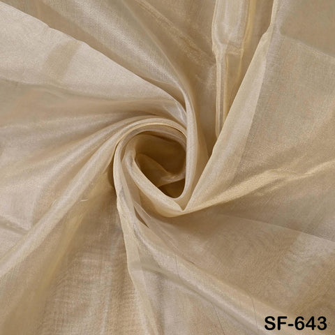 Gold Zari Tissue Organza Fabric by the Yard: Indian Saree, Dupatta, Wedding Lehenga, Sari, Clothing, Party Dresses, Crafting, Sewing