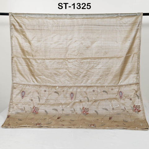 Embroidered Tussar Silk Dupatta, Handcrafted Indian Bridal Veil Scarf Gift