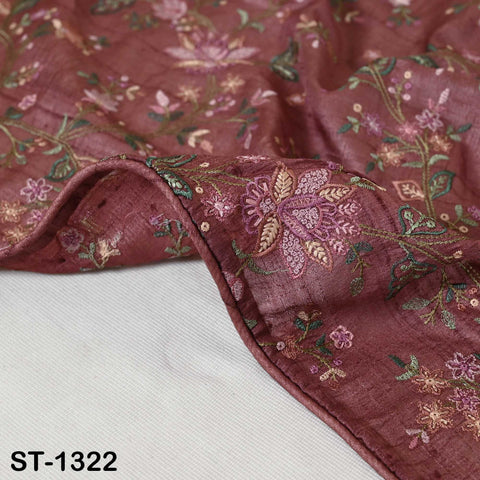 Embroidered Tussar Silk Dupatta, Handcrafted Indian Bridal Veil Scarf Gift