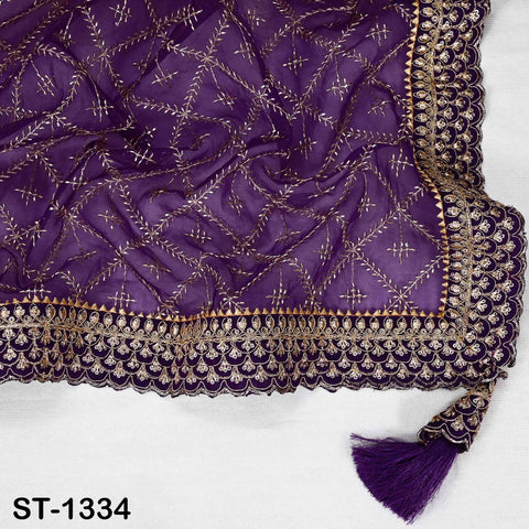 Purple Organza Designer Dupatta for women Bridal Wedding lehenga Chunni/Veil Beads Sequin Scarf Indian Ethnic Dress Stole Gift Bridesmaid