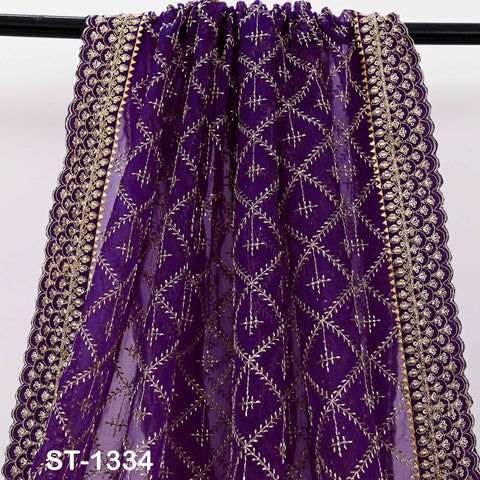 Purple Organza Designer Dupatta for women Bridal Wedding lehenga Chunni/Veil Beads Sequin Scarf Indian Ethnic Dress Stole Gift Bridesmaid