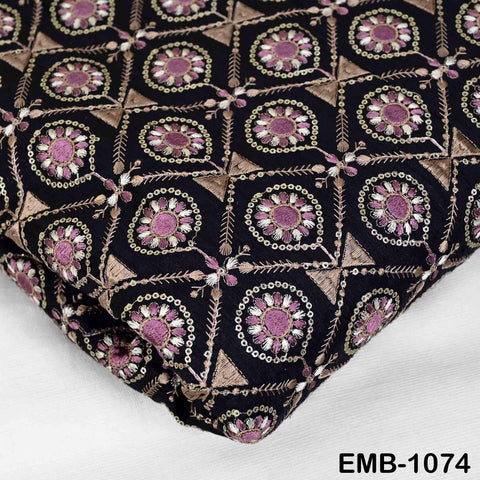 Indian Embroidered Fabric by the yard Sewing DIY Crafting Embroidery Wedding Dress Costumes Dolls Bags Cushion Covers Table Runners Blouses