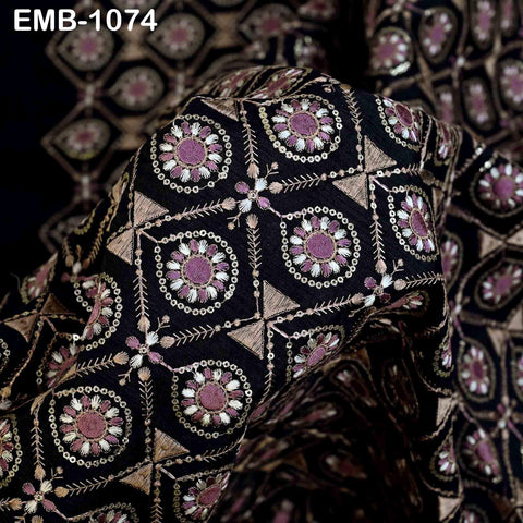 Indian Embroidered Fabric by the yard Sewing DIY Crafting Embroidery Wedding Dress Costumes Dolls Bags Cushion Covers Table Runners Blouses