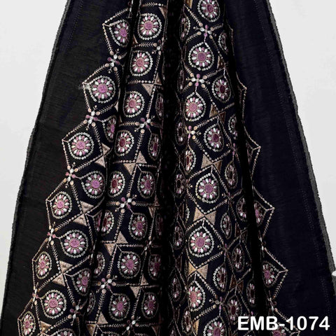 Indian Embroidered Fabric by the yard Sewing DIY Crafting Embroidery Wedding Dress Costumes Dolls Bags Cushion Covers Table Runners Blouses