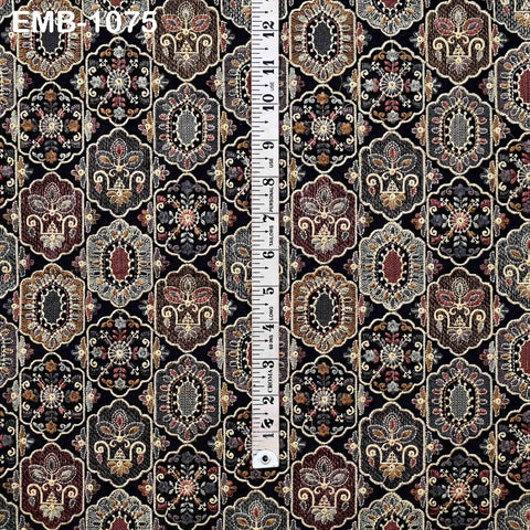 Brown Embroidered Fabric by the yard Sewing DIY Crafting Indian Embroidery Wedding Dress Costumes Dolls Bags Cushion Covers Table Runners