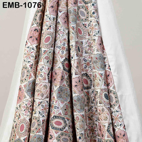 Off White Embroidery Fabric by the yard Sewing DIY Crafting Embroidered Textiles Costumes Regency Reticules Victorian Handbags Junk Journals