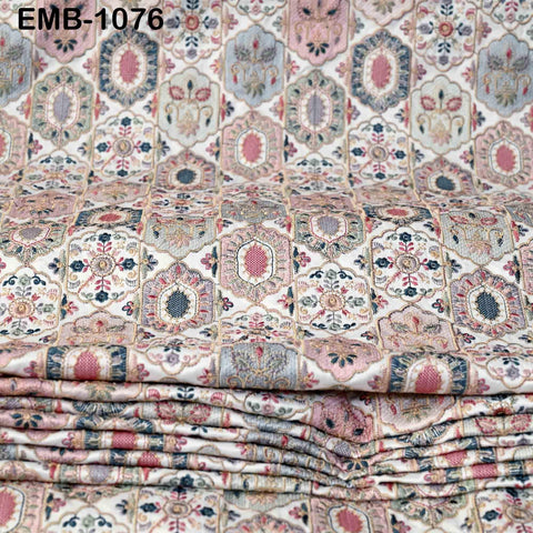 Off White Embroidery Fabric by the yard Sewing DIY Crafting Embroidered Textiles Costumes Regency Reticules Victorian Handbags Junk Journals