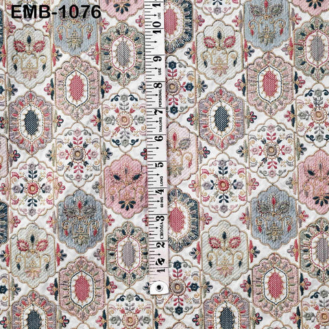 Off White Embroidery Fabric by the yard Sewing DIY Crafting Embroidered Textiles Costumes Regency Reticules Victorian Handbags Junk Journals