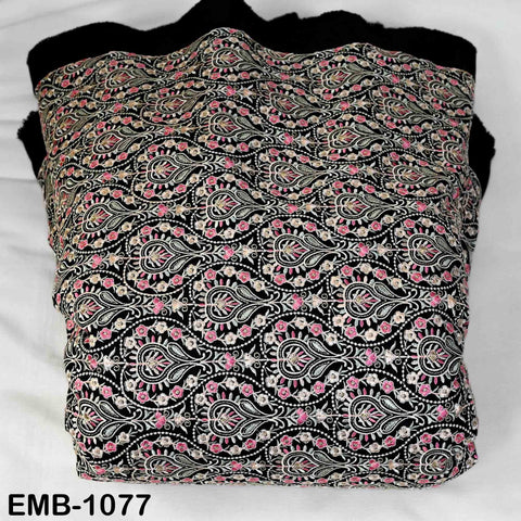 Black Embroidered Fabric by the Yard: Sewing, DIY Crafting Indian Embroidery Wedding Dresses, Costumes, Dolls, Bags, Cushion Covers